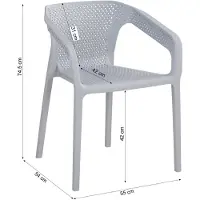 Homestyle4u Tuinstoelen - Set van 2 - Stapelstoelen - Kunststof - Grijs