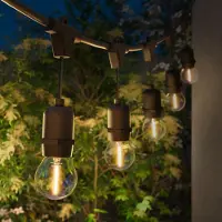 LEDVION - Lichtsnoer Buiten 50M - 50 Zilveren E27 LED Lampen - IP65 Waterdicht - 2100K - Warm Wit - Sfeerverlichting Tuinverlichting