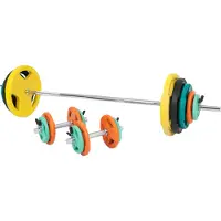 Gorilla Sports Halterset 100 kg Gripper Gietijzer Rubber Coating - Veersluiting 30 mm