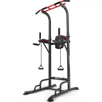 Hop-Sport HS-1016K Power Tower - Pull Up Station & Dip Bars - Verstelbare Pull-up Bar & Krachttoren - Pull up rack - Fitness Station - Home Gym - Incl. Expanders