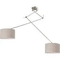 QAZQA Hanglamp staal met kap 35 cm lichtgrijs verstelbaar - Blitz II