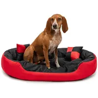Lionto Hondenbed omkeerbaar, waterafstotend & zacht, 85x70 cm rood/zwart