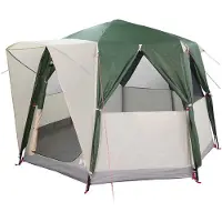 vidaXL Cabin Tent 3-Person met dak Groen en Wit 320 x 320 x 203 cm