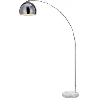 Teamson Home Arquer Booglamp - Chroom Afwerking Lampenkap - Wit Marmer Baseren - 170 cm hoog