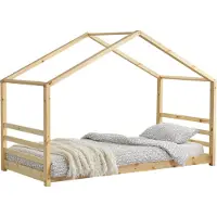 En.casa Kinderbed houten bed huisbed met bedbodem 90x200 hout