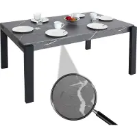 Mendler Eettafel -L53, tafel keukentafel eetkamertafel, industrieel metaal 140x80cm ~ marmer look grijs
