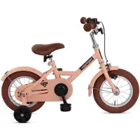 Nogan Dutchy Kinderfiets 12 Inch - Met Zijwieltjes - Verstelbaar Stuur & Zadel - Terugtraprem & V-Brake - Mat Roze