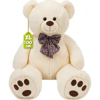 Monzana Knuffelbeer XL - 100cm Staand Pluche - Crème