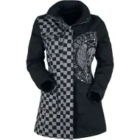 Rock Rebel by EMP Winterjas - Black/Grey Jacket with Studs and Print - S tot L - voor Vrouwen - grijs-zwart - Maat S