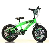 Dino Bikes Kinderfiets BMX groen 14 inch - Kinderfiets Zijwieltjes - Kinder BMX - Jongensfiets - Groen