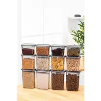 Hermia Concept Set van 12 bewaarbakjes Dale 6.9L | kunststof grijs 10x14x10 cm opbergpotten | NADUVI
