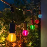 LEDVION - Lichtsnoer Buiten 5M - 5 Multicolor E27 LED Lampen - IP65 Waterdicht - 2100K - Warm Wit - Sfeerverlichting Tuinverlichting