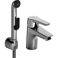 Hansa Wasbakmengkraan, staand model, HANSAPOLO, met douchekop en slang voor gebruik bij een bidet