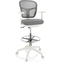 Hjh OFFICE TOP WORK 108 W - Werkstoel / werkkruk/ verhoogde bureaustoel Grijs