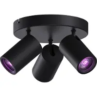 Calex Smart Plafondlamp - 3-Lichts - Slimme Opbouwspot - Rond - Zwart