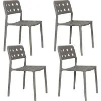 Housecraft living Serra Tuinstoel/ Eetkamerstoel Kunststof Grijs - Set van 4