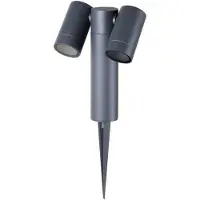 PRIOS prikspot Tulimar, 2-lamps, antraciet, IP65 dimbaar, zwart, Aluminium, Modern
