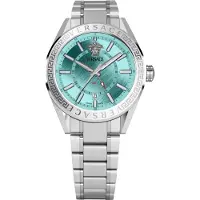 Versace Analoog horloge 'Greca' aqua / zilver