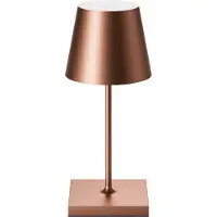 Sigor LED oplaadbare tafellamp Nuindie mini, USB-C, brons, IP54, dimbaar. Nuindie, dimbaar, brons / oud-messing, Woon-/ Eetkamer, Aluminium, Modern