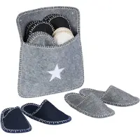 Relaxdays gastenslippers, set van 6 paar, met tas, maten 36-45, wollen slippers, antislipzool, verkrijgbaar in verschillende kleuren
