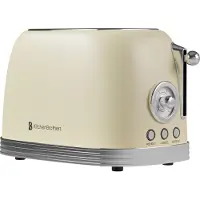 Kitchenbrothers Retro Broodrooster - Toaster - 6 Warmteniveaus - 2 Extra Brede Sleuven - 815W - Beige