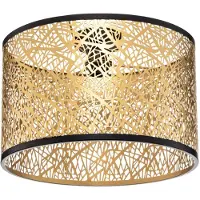 LINDBY Plafondlamp Yonah, dimbaar, messing / goud, Woon-/ Eetkamer, Textiel / Stof / Zijde, Landelijk, plafondlamp