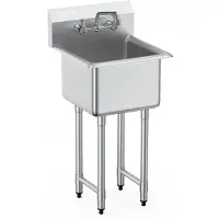 Vevor RVS keukenspoelbak 457 x 381 x 1041 mm, RVS spoelbak met kraan 104 kg draagvermogen, RVS spoelbak Keukenspoelbak Vrijstaande spoelbak