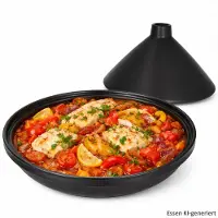 MamboCat Tajine zwart mat met deksel van aardewerk - 24304309