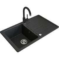 Bergström Gootsteen Zwart 76.5 x 46 cm met zwarte fitting, Model 42107