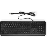 Nedis KBMU200BKFR, Volledige grootte (100%), Bekabeld, USB, Membraan toetsen, AZERTY, Zwart