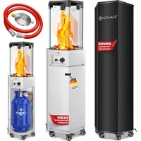 Kesser Terrasstraler / Mobiele Gaskachel / gasverwarming incl. beschermhoes buitenverwarmer mobiele paddenstoelverwarmer vlamverwarming met grondwielen - Wit