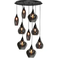 Highlight Hanglamp Cambio zwart 9-lichts smoke glas