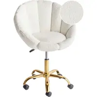 Beliani ANNABELLE - Bureaustoel - Wit - Bouclé