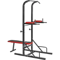 TecTake - krachtstation dipstation met optrekstang en drukbank - 404161