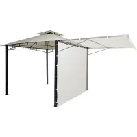 Mendler Pergola -F94, tuinpaviljoen, stalen beweegbare zijwand 2,5x2,5m ~ crème-beige