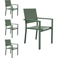 Happy Garden Set van 4 saliegroene aluminium stoelen - saliegroen textilene