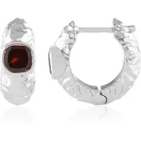 Cavill - Zilveren Oorbellen met 2,067 ct Mozambique Granaat - 925 Sterling Zilver - Geplatineerd - Antieke Cushion Cut - Tijdloze Elegante Sieraden