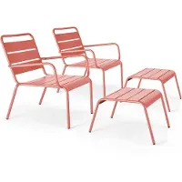 Oviala - Set van 2 relaxfauteuils met klei voetenbank - Palavas
