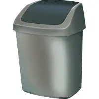 Curver Schommeldekselprullenbak, zilver, 10 liter.