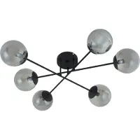 LINDBY Plafondlamp Isamer, dimbaar, zwart, Woon-/ Eetkamer, metaal, Modern, plafondlamp