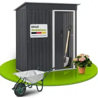 Juskys Metalen Gereedschapsschuur S – Compact - Stijlvol & Duurzaam - 1,7 m³ - Opbergruimte - Lessenaarsdak - Antraciet