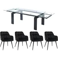 Vente-unique Set van tafel LUBANA + 4 stoelen PEGA - Transparant en zwart