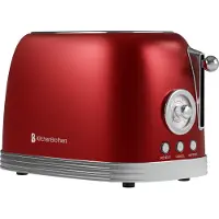 Kitchenbrothers Retro Broodrooster - Toaster - 6 Warmteniveaus - 2 Extra Brede Sleuven - 815W - Rood