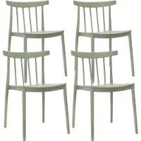 Oviala - Set van 4 salie groene plastic terrasstoelen - Lisboa
