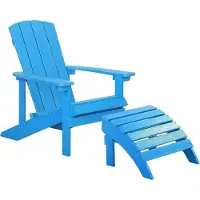 Beliani ADIRONDACK - Tuinstoel met voetenbank - Blauw - Kunsthout