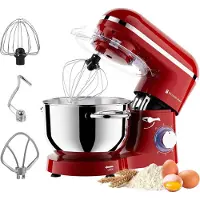 Kitchenbrothers Keukenmachine - Keukenmixer - 6L Mengkom - 1400W - Rood