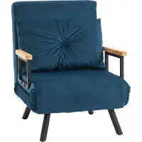 HOMCOM Sofa -bed, vouwbed met bedfunctie, ontspanningsfauteuil met achterste kussen, bekledingbank met verstelbare rugleuning, fluwelen look, 63 x 73 x 81 cm, blauw