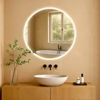 CLP Laconia Badkamerspiegel - met verlichting - met verwarming - rond - anti-condens wandspiegel - LED dimbaar - 3 Lichtmodi - helder/glas