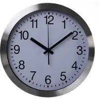Perel Wandklok, rond, analoog, 30 cm, radiogestuurde tijdsaanduiding (DCF), aluminium, zilver
