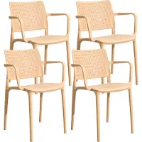 Oviala - Set van 4 lichtgele kunststof terrasstoelen - Riga